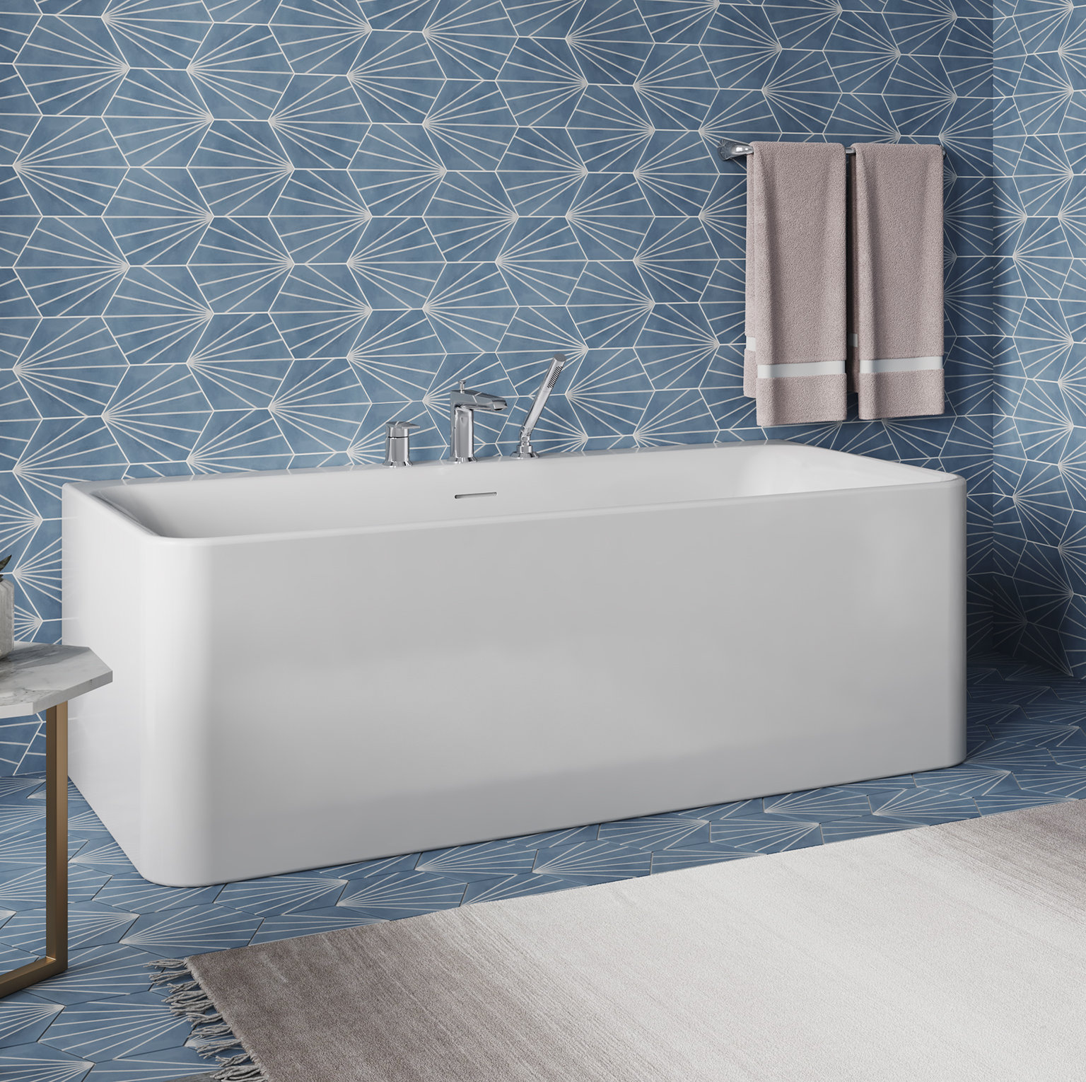 Sterling by Kohler Unwind 67" x 32" Back-To-Wall Soaking Bathtub | Wayfair